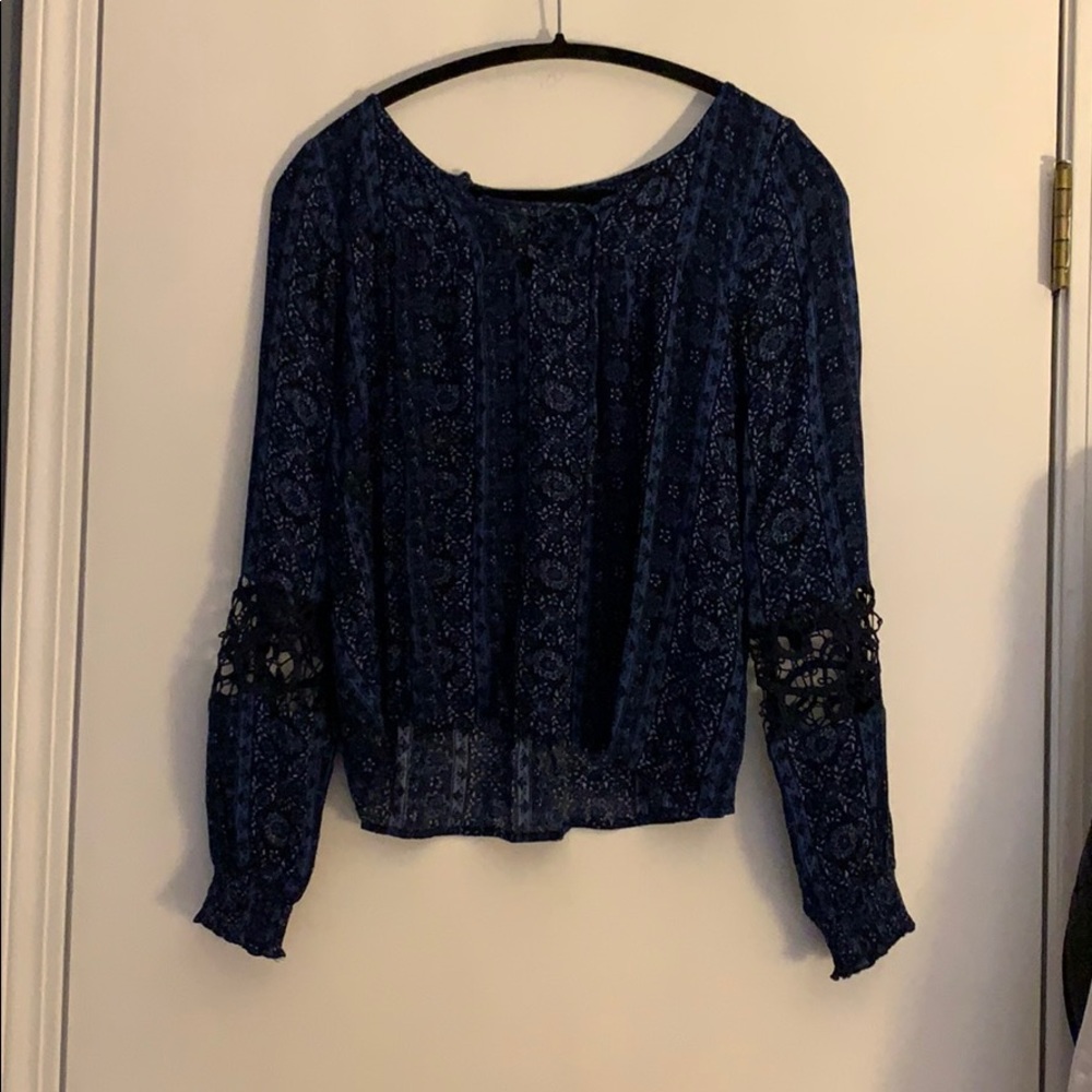 Lace up peasant blouse